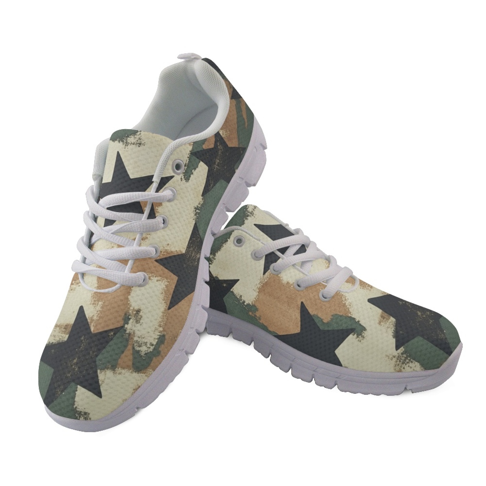 Breathable Mesh Athletic Shoes - Coloranimal Vintage Star Print Womens Breathable