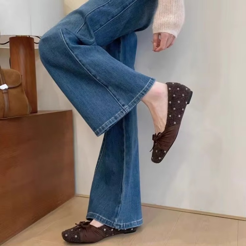 Women'S Shoes - Women Polka Dot Woolen Ballet Flats