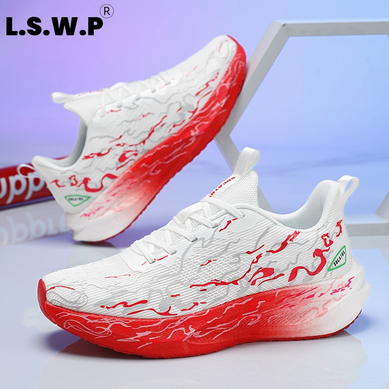 Knit Fabric Lace Up Sneakers - Women's sneakers, cushioned and durable, knitted
