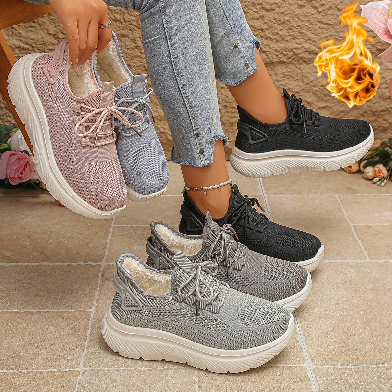 2027 Women's Outdoor Walking S - Knit Fabric Lace Up Sneakers 评论和价格