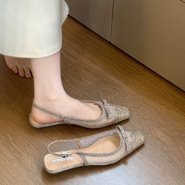 Glitter Rhinestone Bow Slingba - Sandals 评论和价格