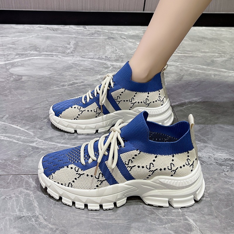 2026 New Chunky SoledWomen's S - Knit Fabric Lace Up Sneakers 评论和价格