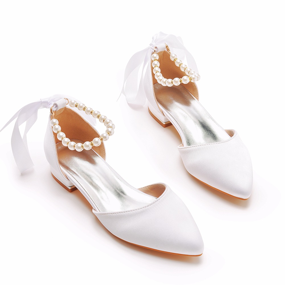 Wedding Shoes Bride Flat Heel  - Sandals 评论和价格