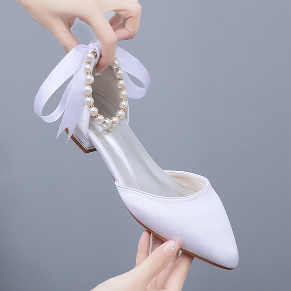 Wedding Shoes Bride Flat Heel  - Sandals 评论和价格